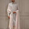 Majesty Hand-Embroidered Pastel Sherwani Set - Bharat Reshma