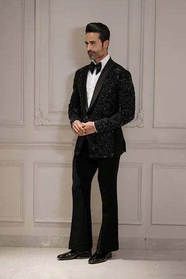 Black Tuxedo with Subtle Embroidered Elegance
