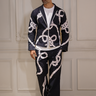 Blue Denim with Ivory Rope Print Co-ord Set - Bharat Reshma