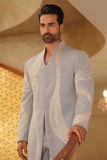 Powder Blue flowy Embroidered Indo Western