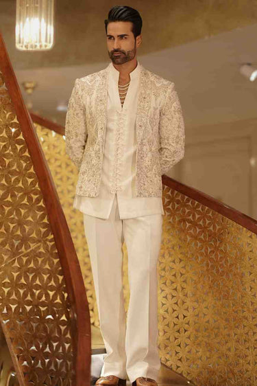 Ivory Embroidered Bandhgala Set