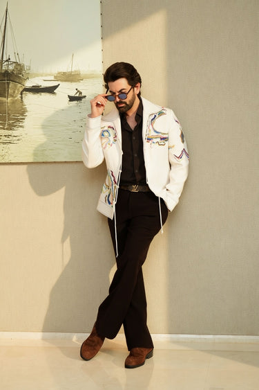Neil Nitin Mukesh in Jacket with Abstract Multi-Stroke Hand Embroidery