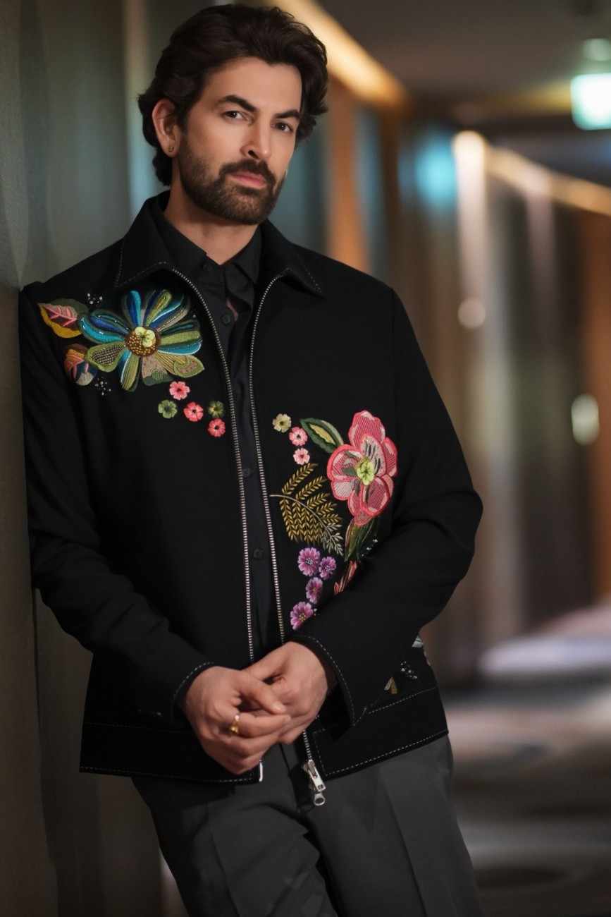 Neil Nitin Mukesh in Black Jacket with Multi-Color 3D Hand Embroidery