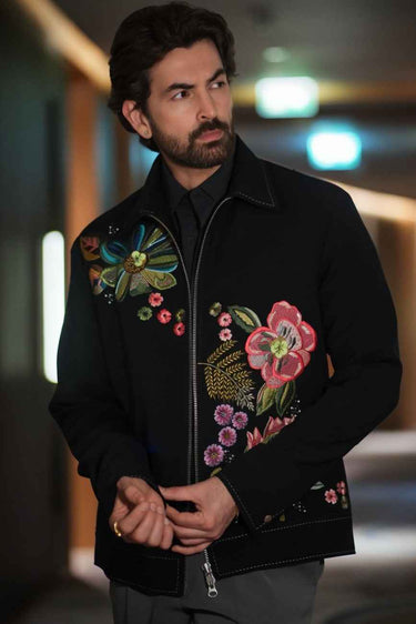 Neil Nitin Mukesh in Black Jacket with Multi-Color 3D Hand Embroidery