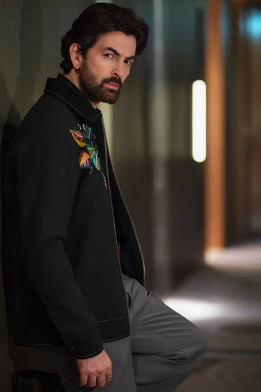 Neil Nitin Mukesh in Black Jacket with Multi-Color 3D Hand Embroidery