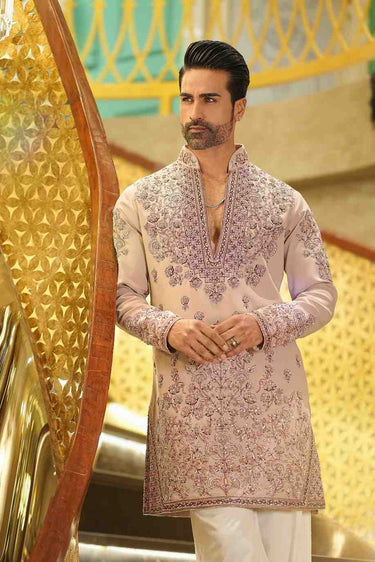 Dusty Peach Kurta Set with Intricate Hand Embroidery