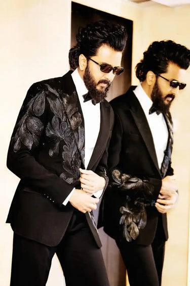 Riteish Deshmukh in glass strang embroidery black tux