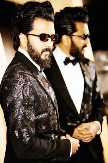 Riteish Deshmukh in glass strang embroidery black tux