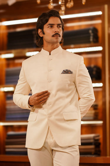 Ivory donatella Bandhgala Suit