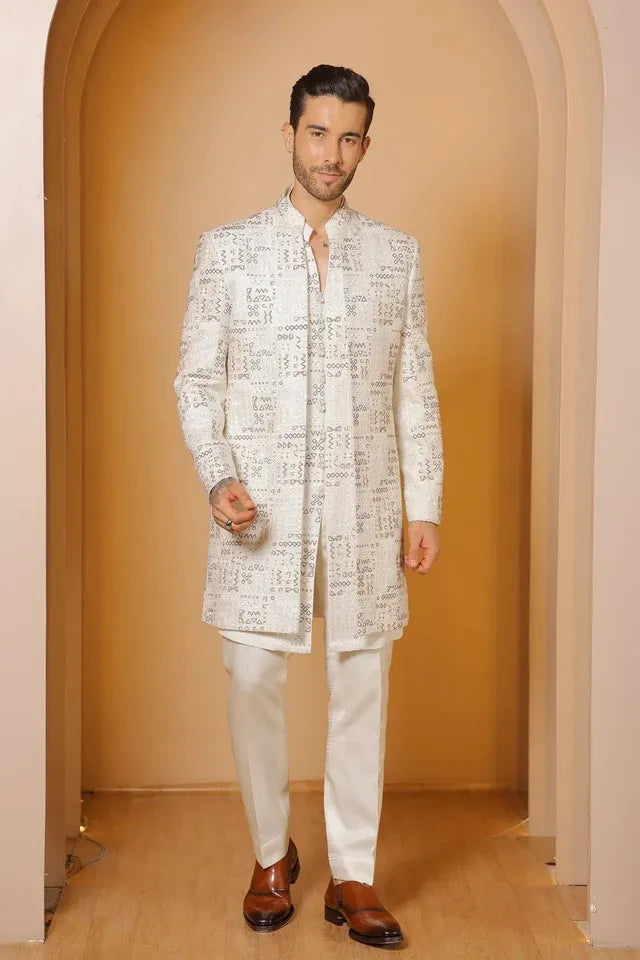 Ivory structure indowestern set