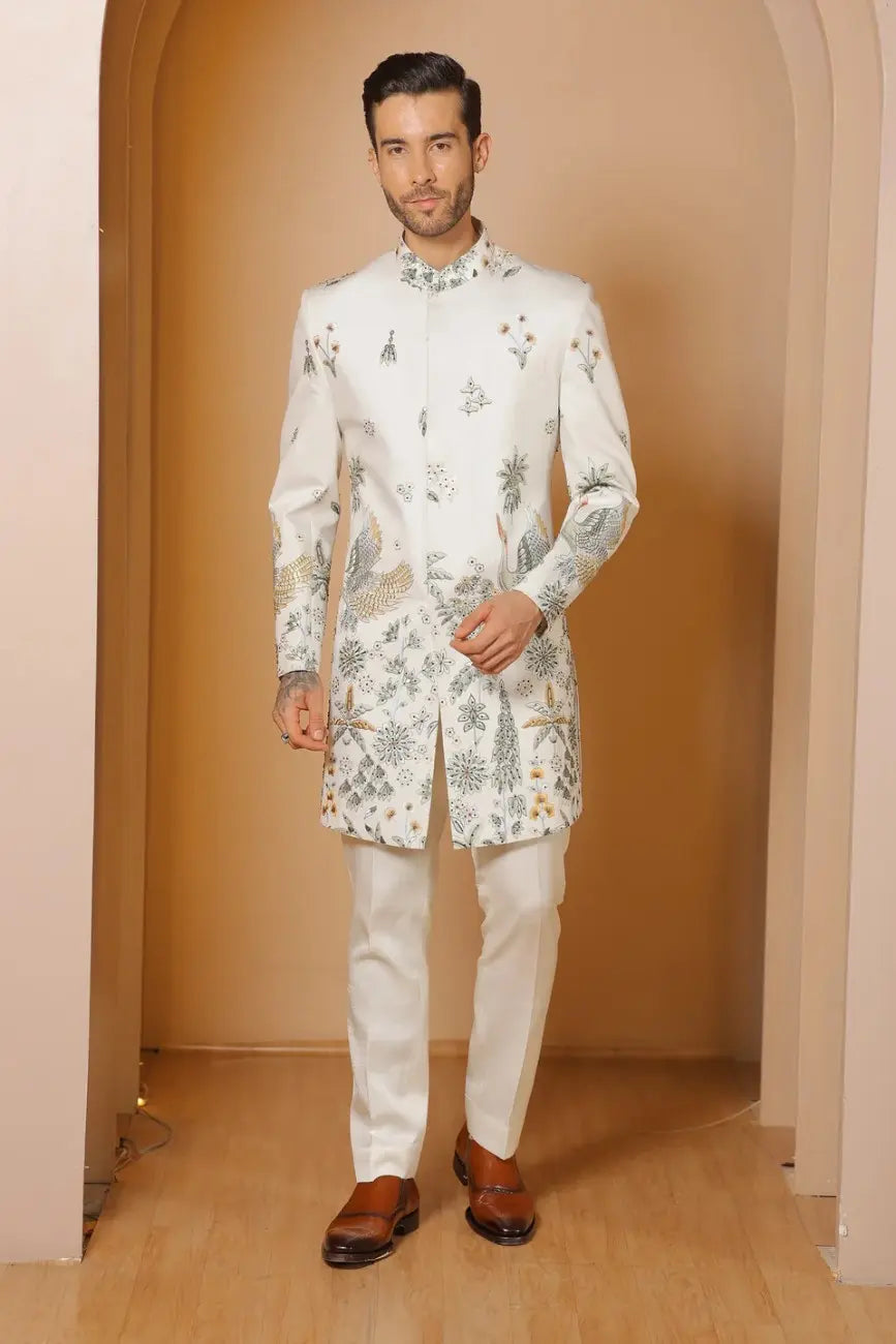 White Jungle majesty indowestern set