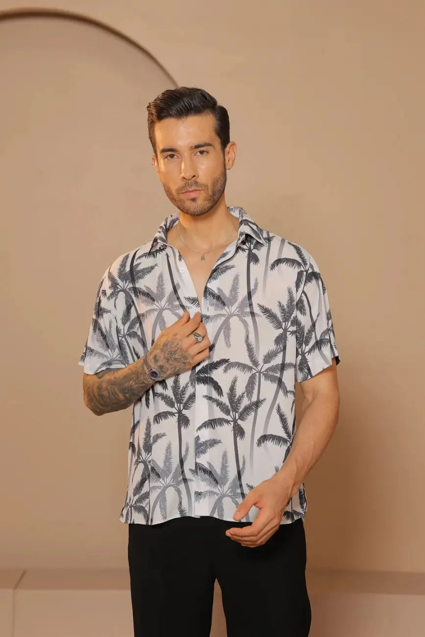 White Abstract georgette shirt