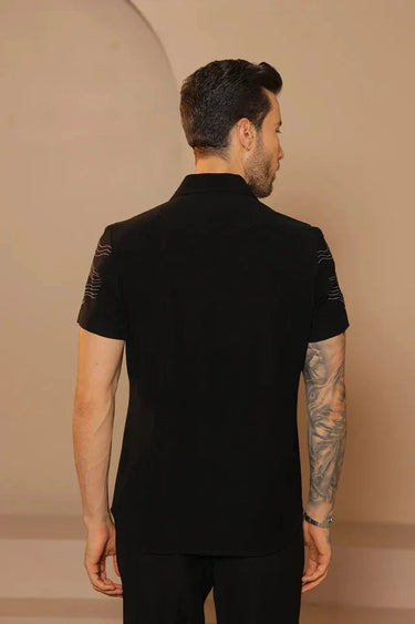 Black majestic horse embroidered shirt
