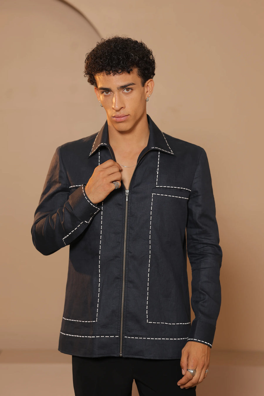 Blue Urban thread panel jacket
