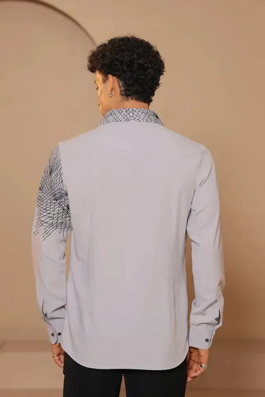 Gray abstract thread embroidered Shirt