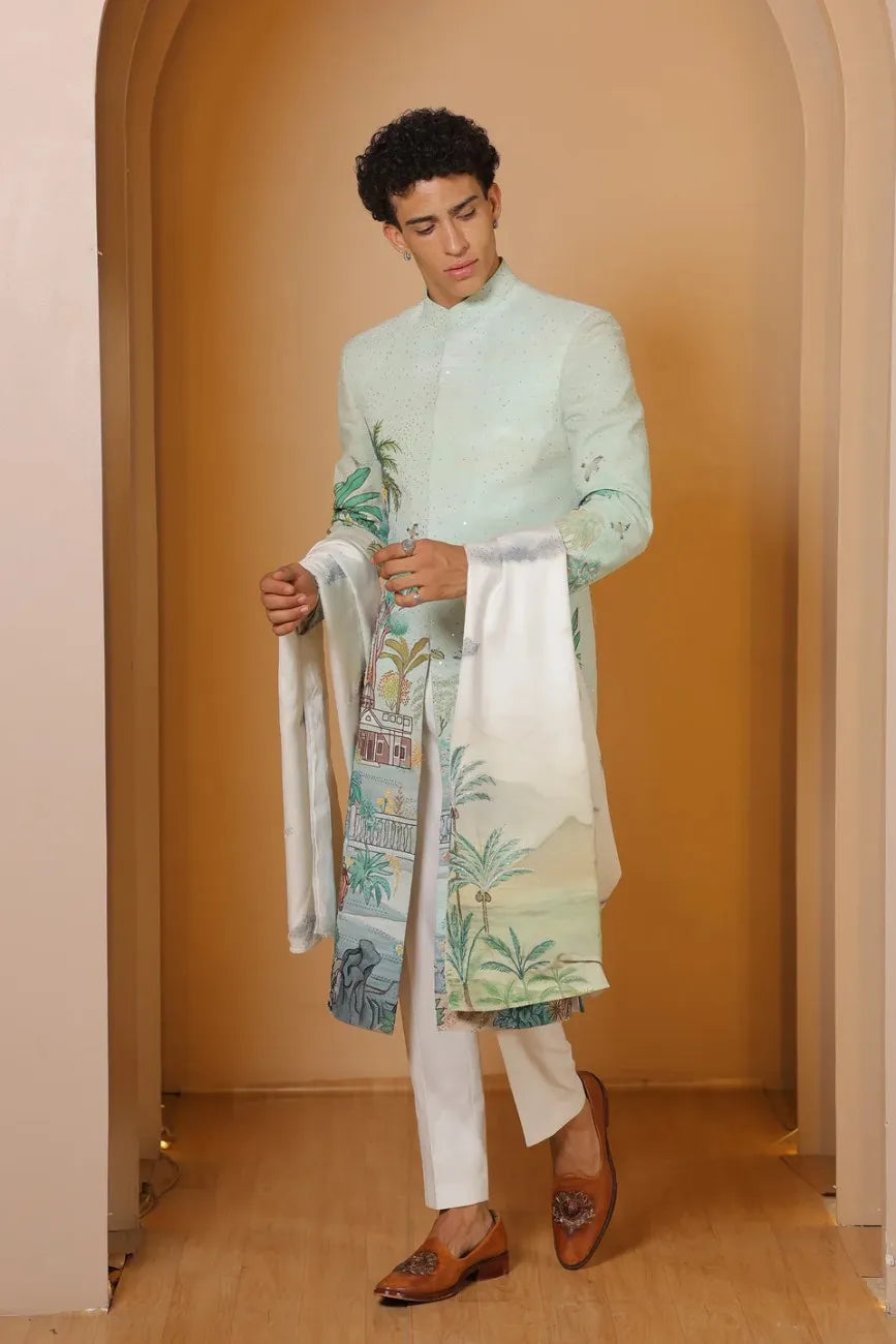 Jungle reverie indowestern & stole set