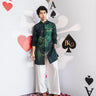 Emerald Canvas Kurta – Green Front-Open with Hand-Painted Embroidery - Bharat Reshma