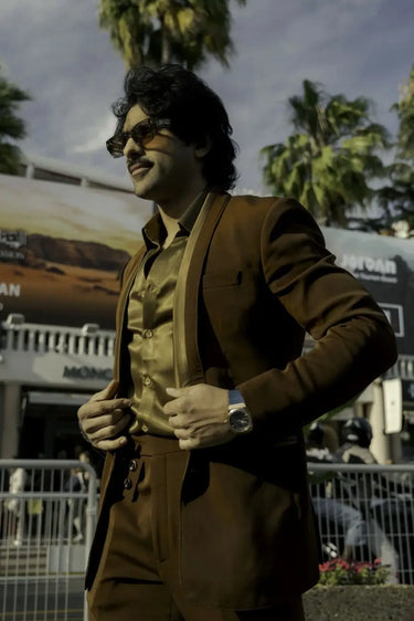 Taaha Shah Sepia Brown Suit set