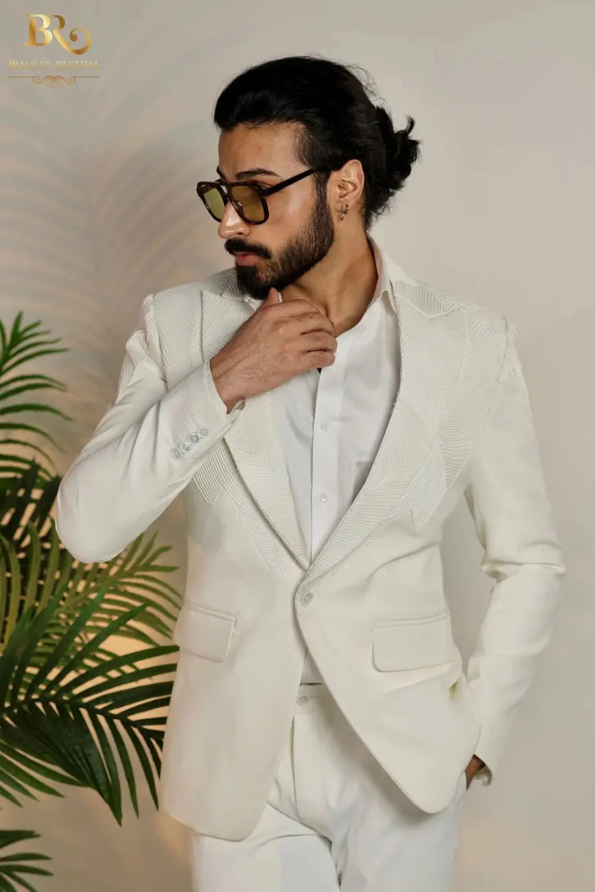 Designer white Full Sleeve Classic Suit