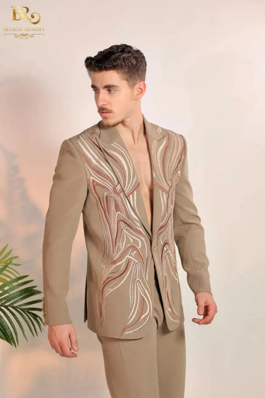 brown Thread embroidery abstract coat