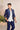 Blue Linen Blazer with White Piping Work