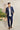 Blue Linen Blazer with White Piping Work