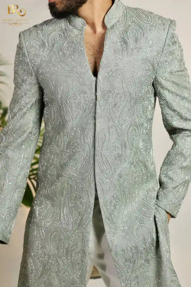 Gray Indo-Western embellished with Hand Work