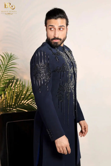 Blue Indo-Western embellished with Cutdana Hand Work