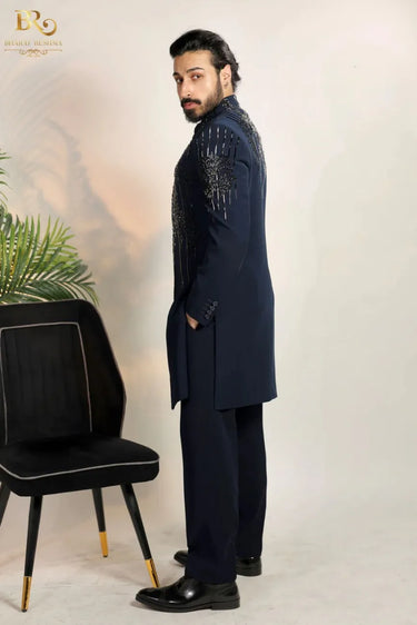 Blue Indo-Western embellished with Cutdana Hand Work
