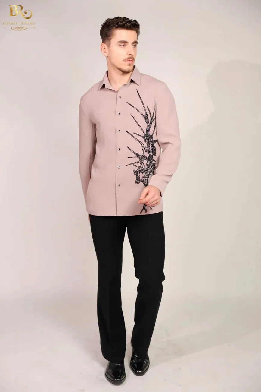 Dusty Pink Embroiderd Shirt