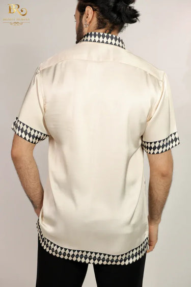 Men's Cream Elephent Printed Shirt