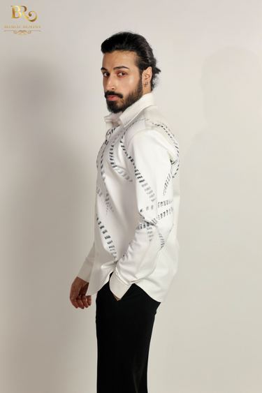 White Cotton Hand Painted Shirt