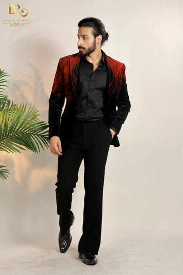 Black Velvet Hand painted Tuxedo Set