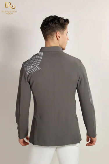 Gray Embroidered Resham Work Shirt