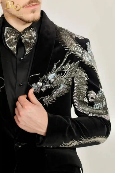 Black Velvet Silver Dragon Tuxedo