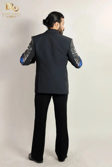 Men's Black Abstract Printed Blazer