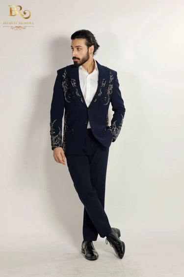 Blue Tuxedo with Decorative Embellishments