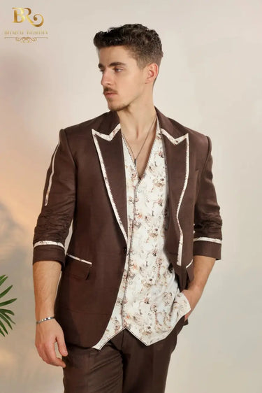 Brown Linen blazer for men