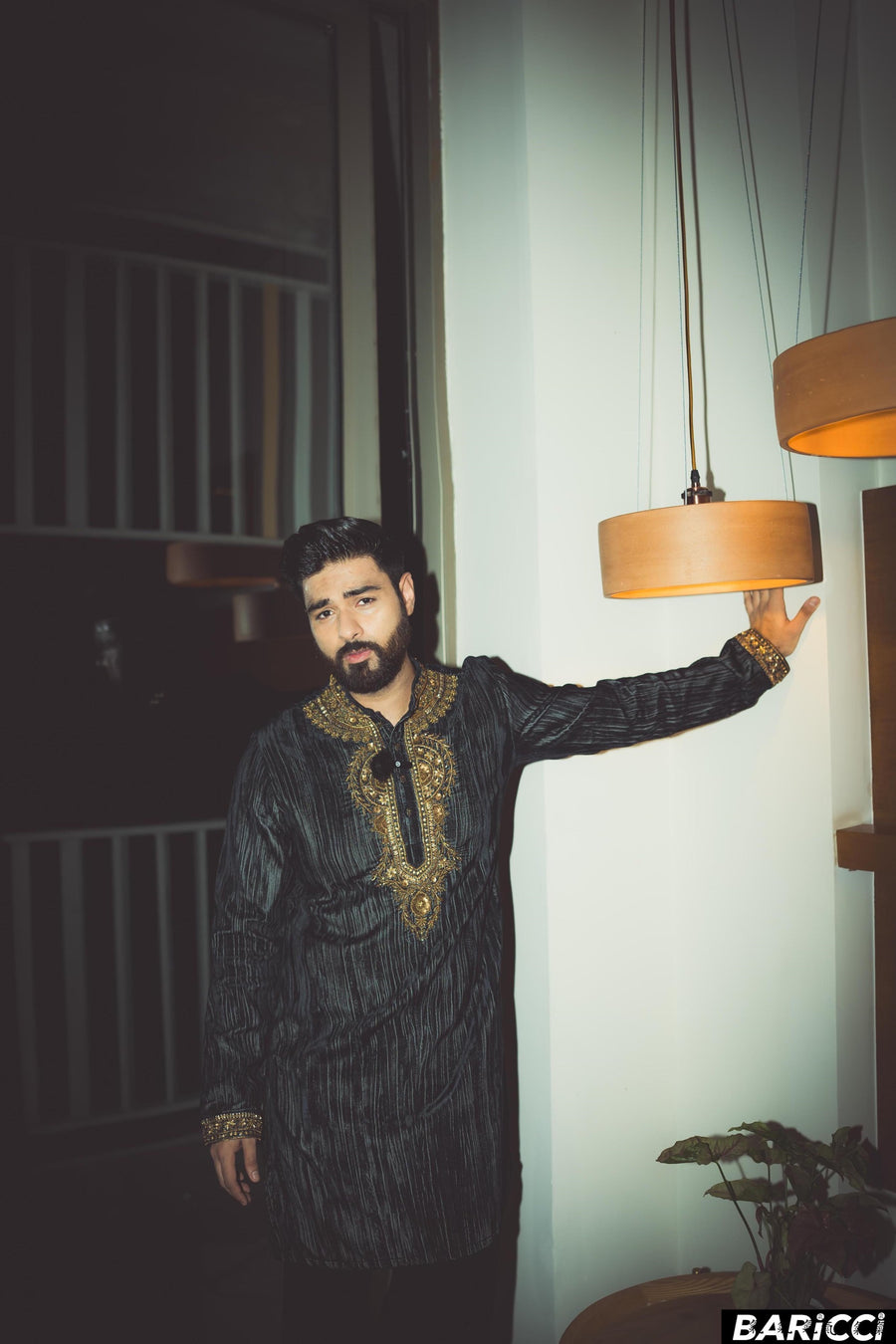 Bismil in Black Kurta Set with Resham Embroidery