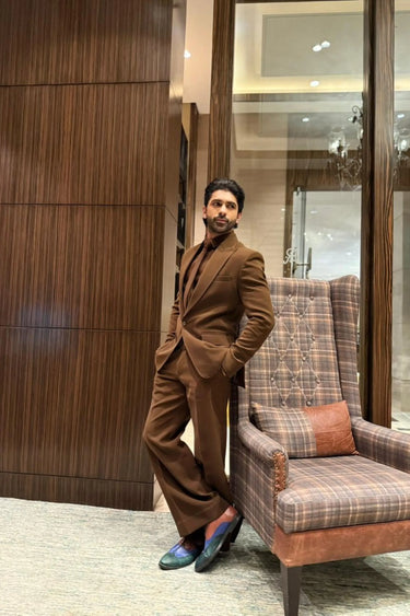 Taha Shah Badussha in Our Brown Suit - Bharat Reshma