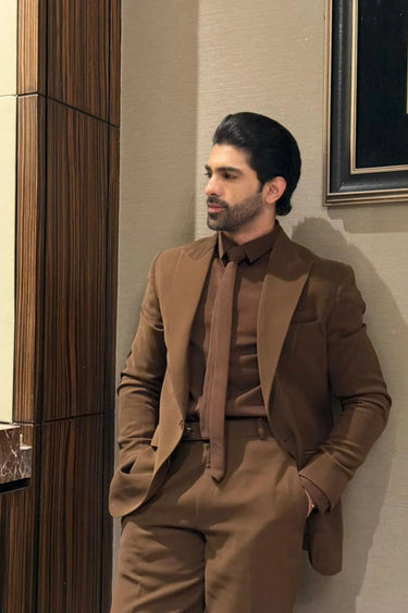Taha Shah Badussha in Our Brown Suit - Bharat Reshma