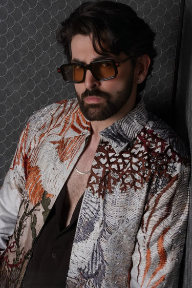 Neil Nitin Mukesh in Abstract beige Digital print Jacket