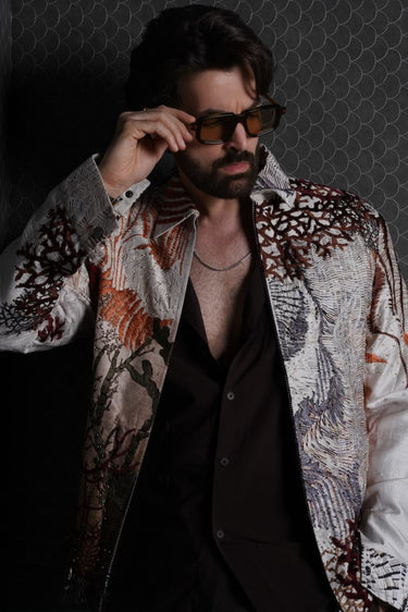 Neil Nitin Mukesh in Abstract beige Digital print Jacket
