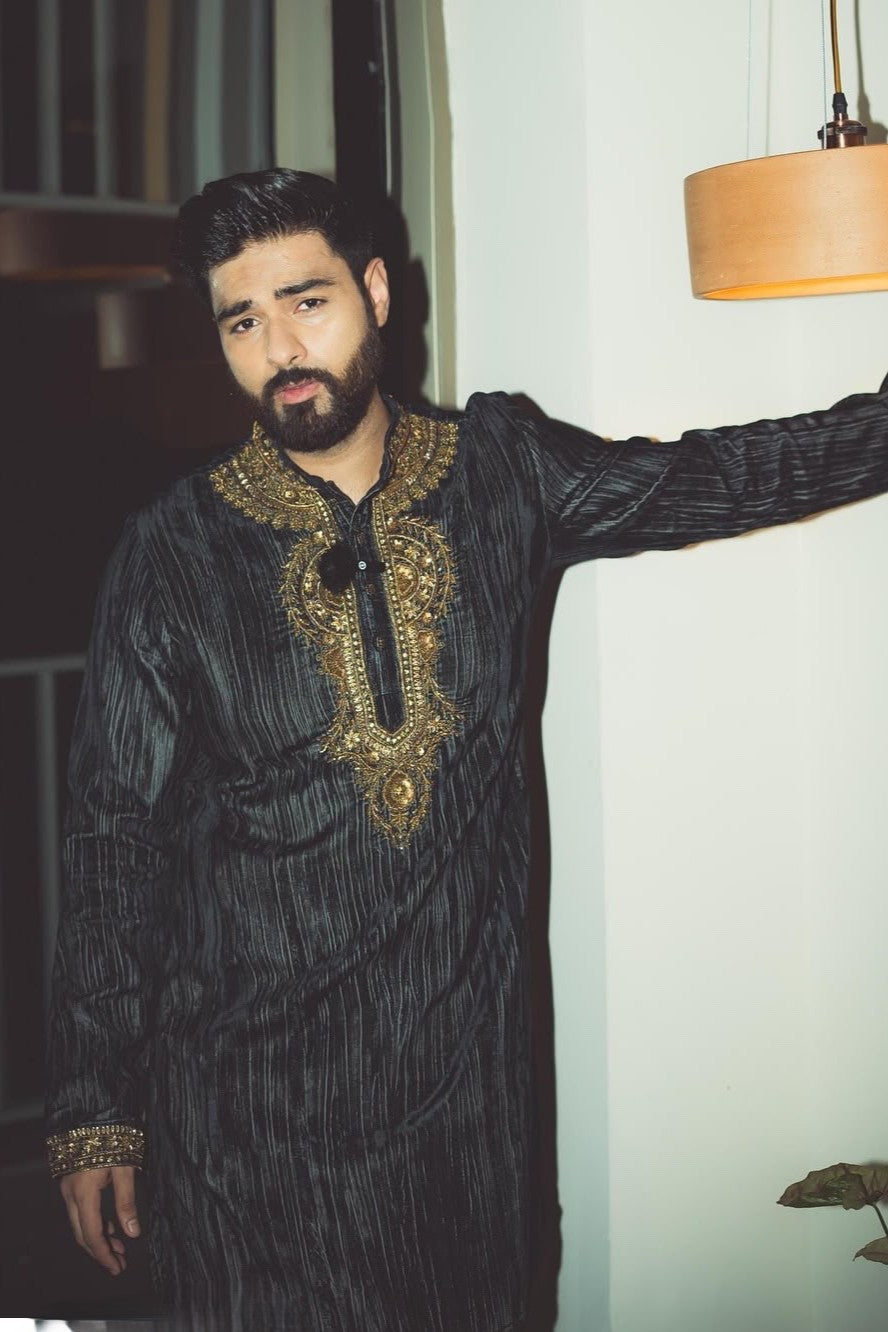 Bismil in Black Kurta Set with Resham Embroidery