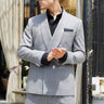 Grey Tira Fabric Plain Blazer and Trouser Set - Bharat Reshma