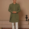 Olive Drape Kurta Stole Set - Bharat Reshma