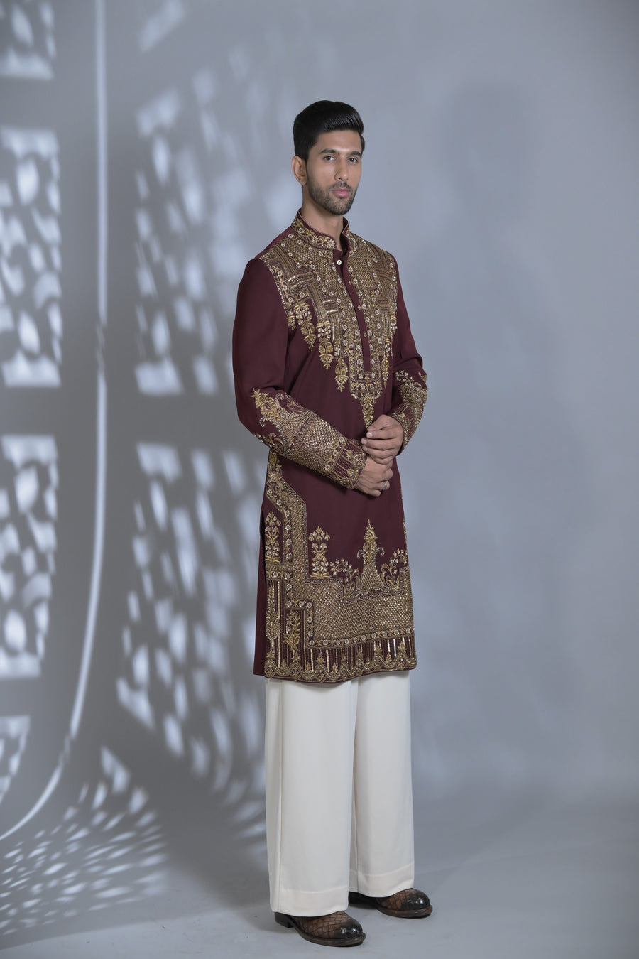 Designer Maroon Heavy Embroidered Kurta Set