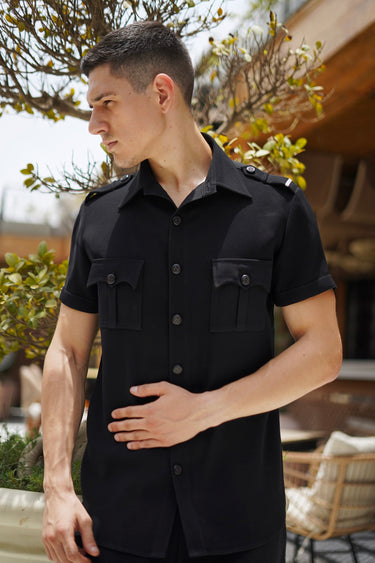 Designer Black Patch Pocket Co-ord Set - Bharat Reshma