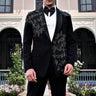Black Embroidered Moti and Cutdana Tuxedo Set - Bharat Reshma