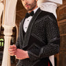 Black Embroidered Studs Tuxedo Set - Bharat Reshma